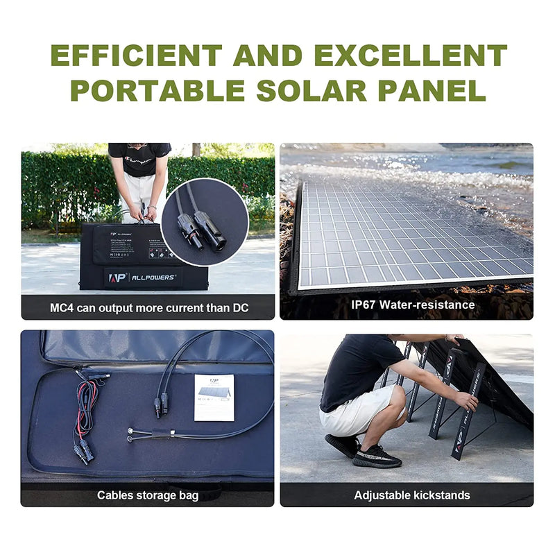 Faltbares Solarpanel SolNova Pro | 100W / 140W / 200W | Hoher Wirkungsgrad | IP67 Wasserdicht | Für Camping, Balkon & Off-Grid