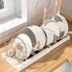 Teleskop-Topfdeckelhalter FlexRack | Verstellbar & Erweiterbar | Für Pfannen, Töpfe & Schüsseln | Weiß oder Grau