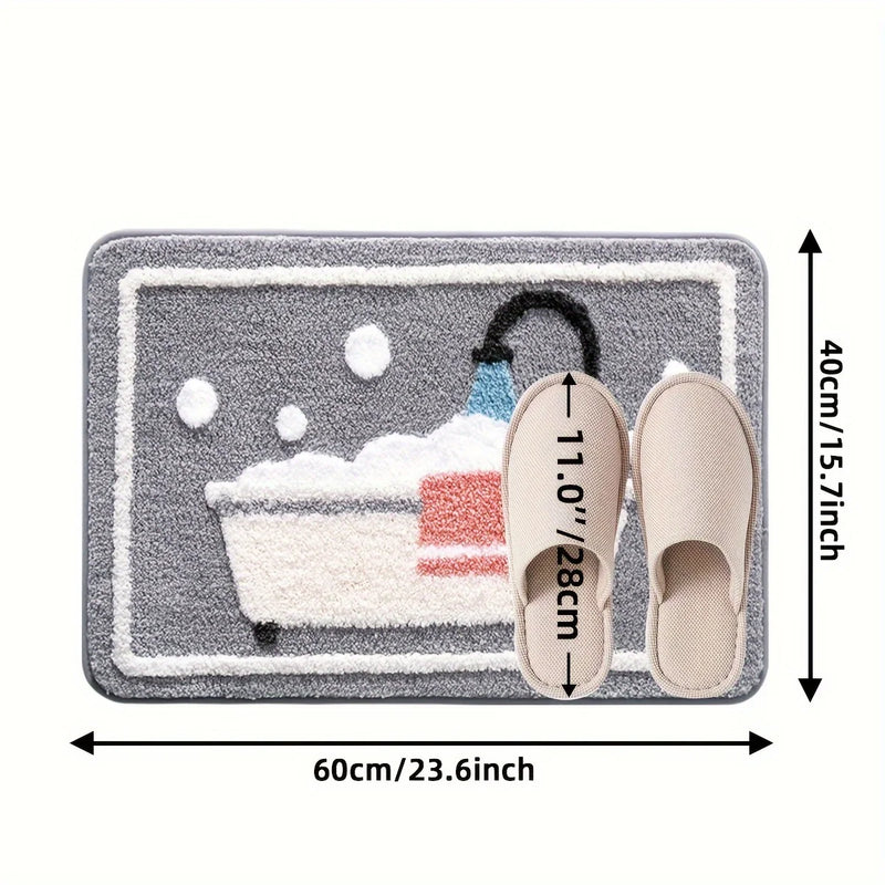 AquaLoom Badematte | Rutschfeste Strick-Badvorlage mit TPR-Rücken | Weich, Wasserabsorbierend & Waschmaschinenfest | Rechteckig – 2,5 cm Dick