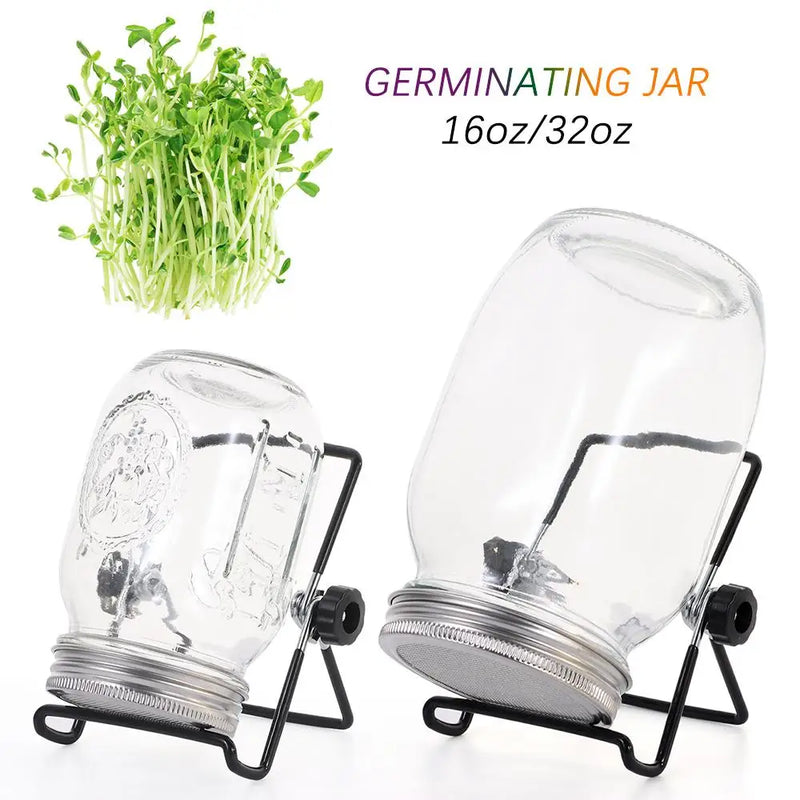 VitaKeim Keimglas Set | Edelstahl-Siebdeckel | Für frische Sprossen zuhause | 16oz & 32oz