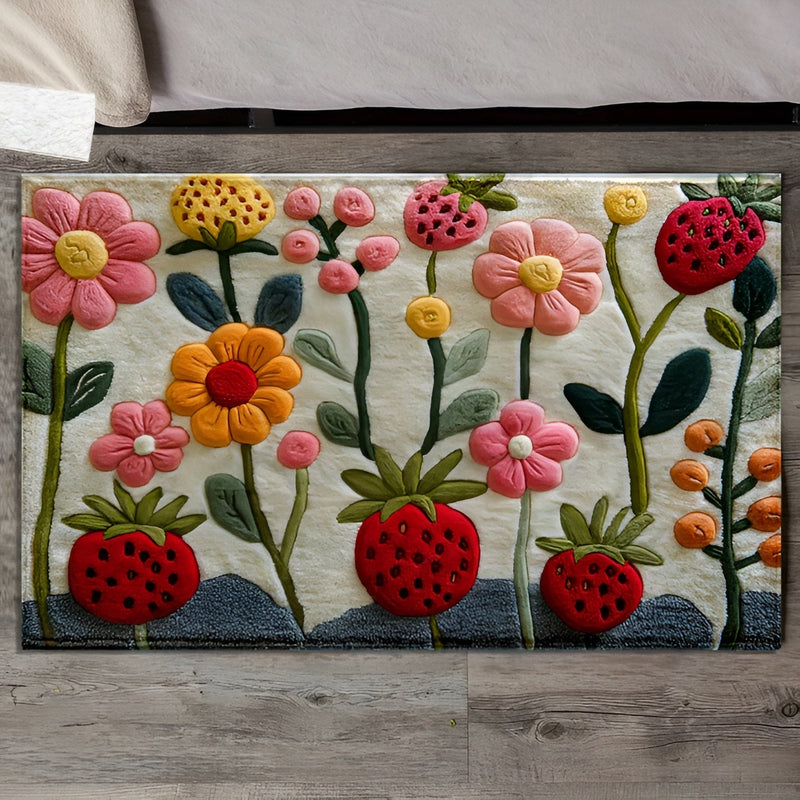 Florina 3D-Blumen Fußmatte | Kaschmirweiche Oberfläche | Rutschfest & Pflegeleicht | Für Bad & Eingang