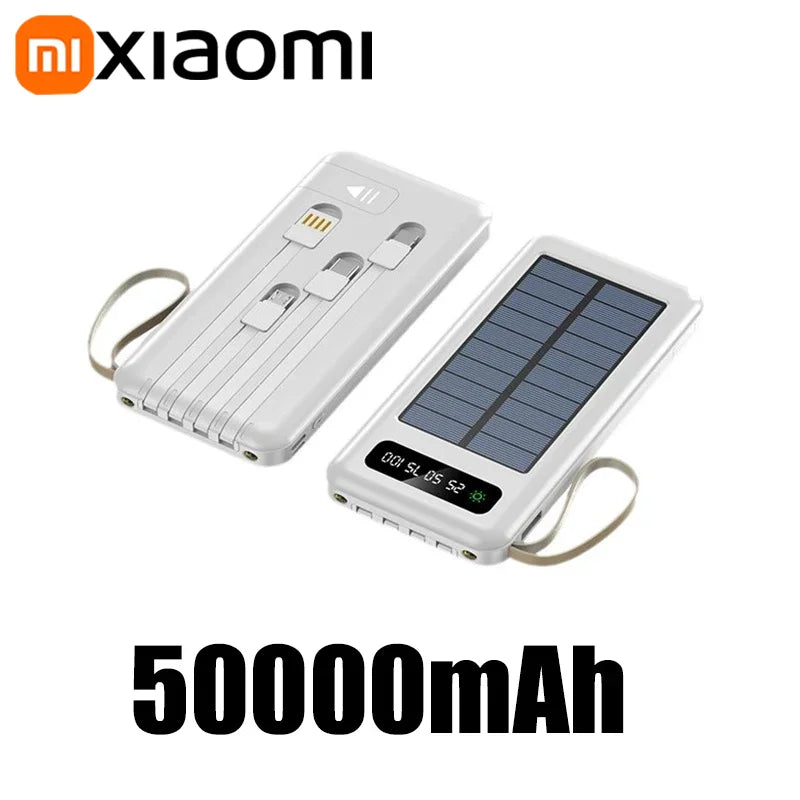 Voltaro SolarCore 50K Solar-Powerbank 50.000 mAh | Mit Campinglicht, 4 Ladekabeln & Dual USB | Schnellladefunktion & Outdoor-tauglich