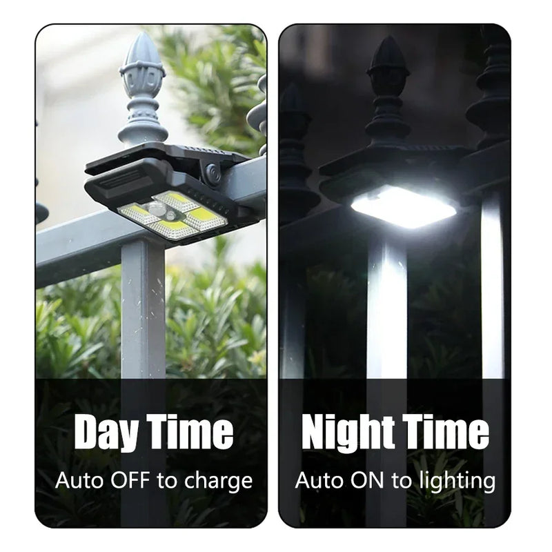 Solar Clip Lampe | Bewegungsmelder & 3 Lichtmodi | Warmweiß/Kaltweiß | IP65 Wasserdicht & USB-C