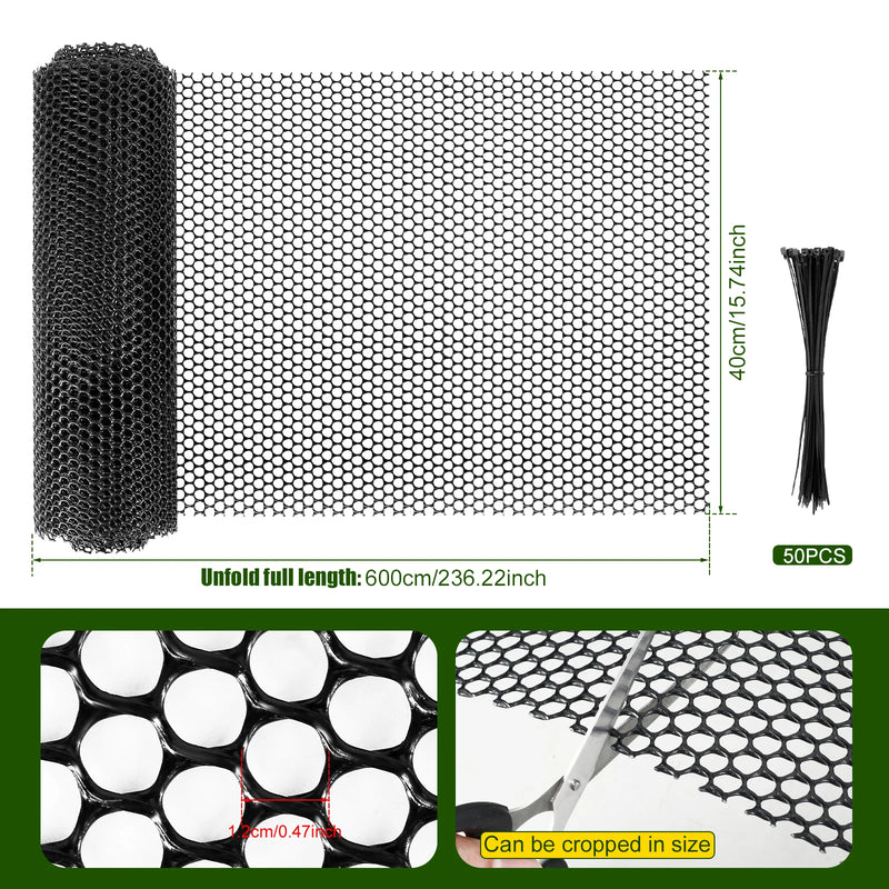 FlexGuard Mesh | Kunststoff-Zaunnetz für Garten & Baumstammschutz | 300 × 40 cm / 600 × 40 cm | Wetterfest & zuschneidbar