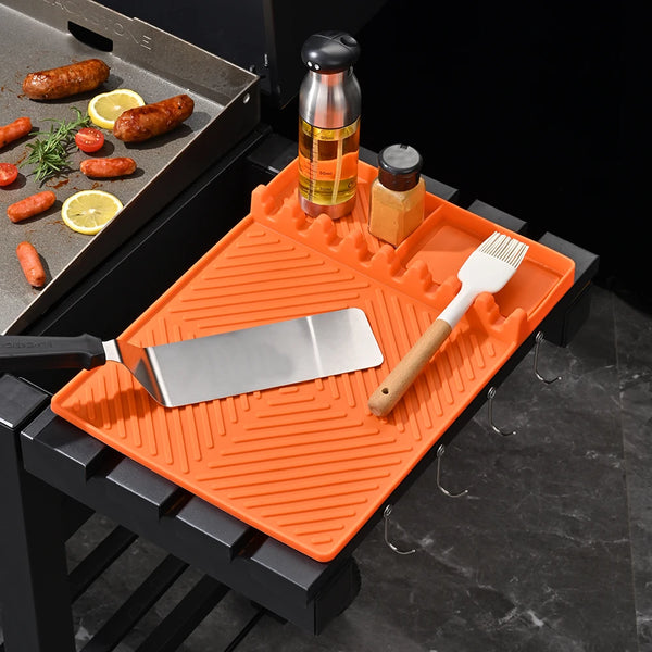 CleanBake Rechteckige Silikon-Ablagematte | Hitzebeständig & Spülmaschinenfest | Ölauffang- und Abtropfunterlage für Küche & Backofen