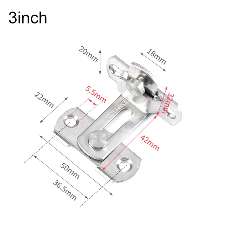 Türriegel StahlGuard 90Secure | 90° Riegelschloss aus Edelstahl | Für Schiebetüren, Schränke & Weinregale | 7,6 cm