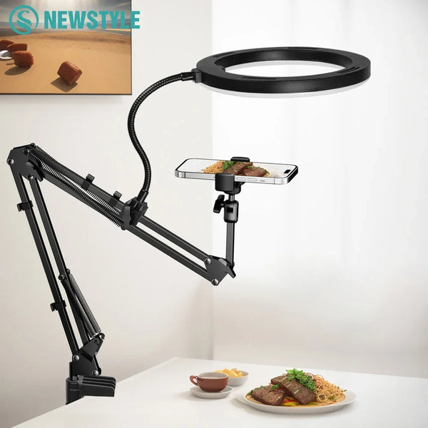 LumiFlex LED Ringleuchte mit Flexarm & Handyhalterung | 3 Lichtfarben & USB-Anschluss | Perfekt für Livestream, Video & Selfie