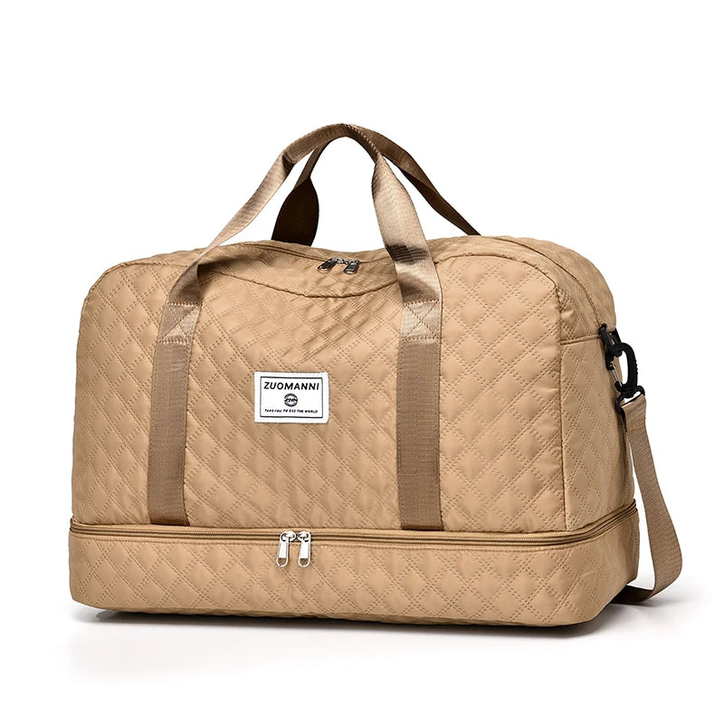 Raumio TravelFlex Leichte Reisetasche mit Rautenmuster | Große Sport- & Wochenendtasche mit Schuhfach & Nassfach | Handgepäcktauglich & faltbar