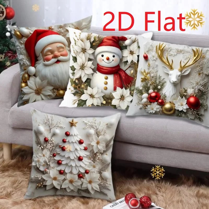 Nordzauber | Weihnachts-Kissenbezug | Weiß mit „Happy 2026“ Motiv | 45 × 45 cm | Festliche Deko für Sofa, Bett & Auto