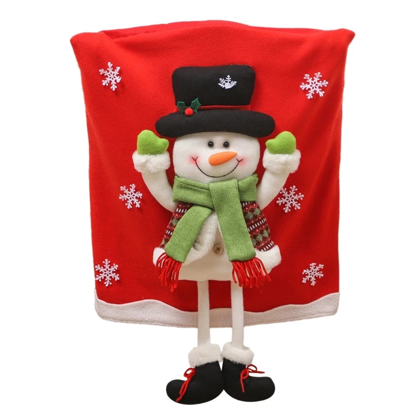 Jolivine | Weihnachtliche Stuhlhusse | Santa, Schneemann & Rentier Design | Festliche Stuhldeko für Weihnachten & Neujahr | Weich & Waschbar