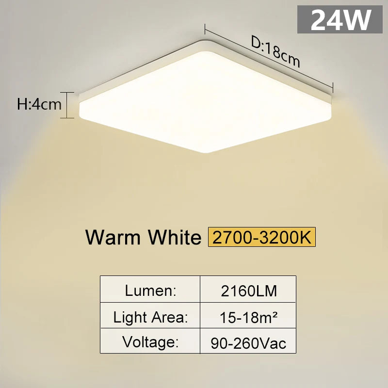 LumiSquare LED Deckenleuchte | Ultra-Flach & Modern | 18W/24W/36W/48W | Warm-, Neutral- & Kaltweiß