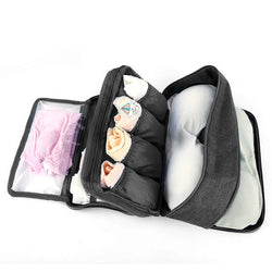 Unterwäsche-Organizer Travinelle | Faltbare Reisetasche mit 3 Fächern | Wasserdicht & Transparent | 30 × 17 × 13 cm