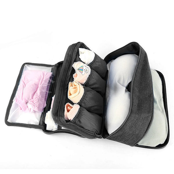 Unterwäsche-Organizer Travinelle | Faltbare Reisetasche mit 3 Fächern | Wasserdicht & Transparent | 30 × 17 × 13 cm