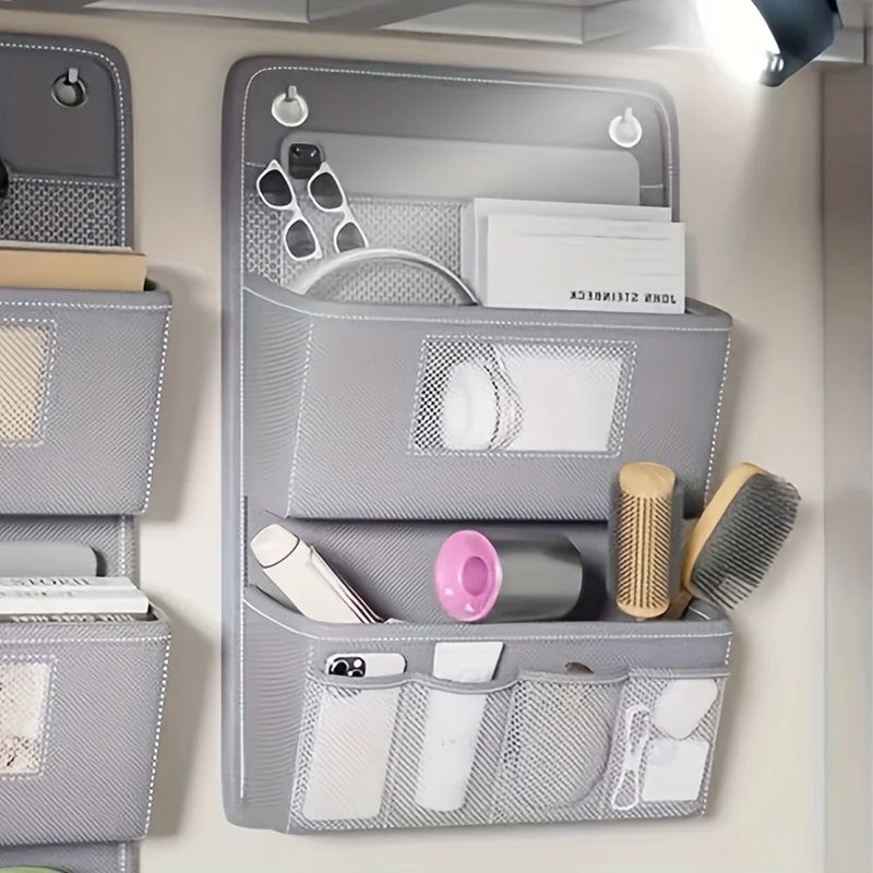 Orgalyn WallPocket Wandorganizer Stoff Grau | Mit Sichtfenster & Haken | Mehrere Fächer