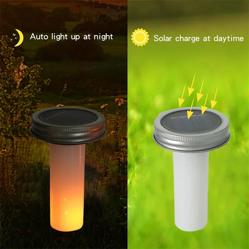 Solar-LED-Flammenlicht FlammaLid SolarGlow | Für Mason-Gläser | Dekoleuchte für Innen & Außen | 7×11,5 cm