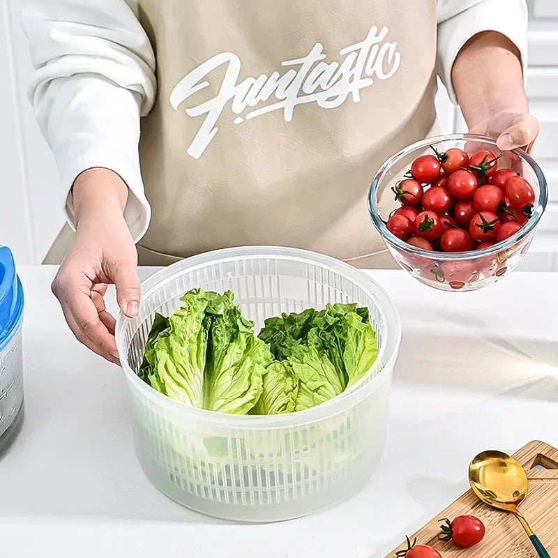 Salatschleuder Friscola SpinFresh | Gemüse- & Blattsalat-Trockner | Manuelle Schleuder mit Sieb & Schüssel | Für Waschen & Trocknen von Salat
