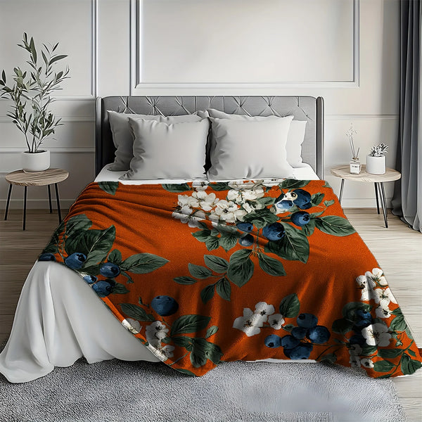 Flanell-Decke Florencia | Vintage Blumen-Design | Kuschelig & Pflegeleicht | Sofa & Ganzjahresdecke