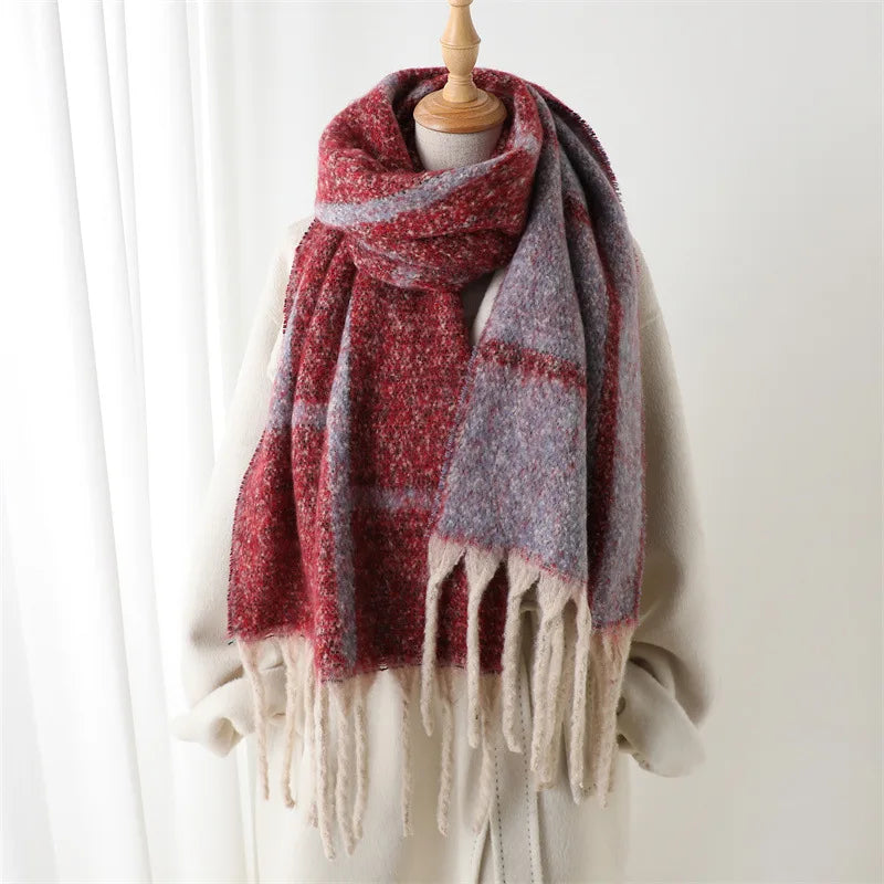 CashmiraLux | Damen Winter-Schal & Stola | Kaschmir-Pashmina-Mix | 220×42 cm | Mit Fransen