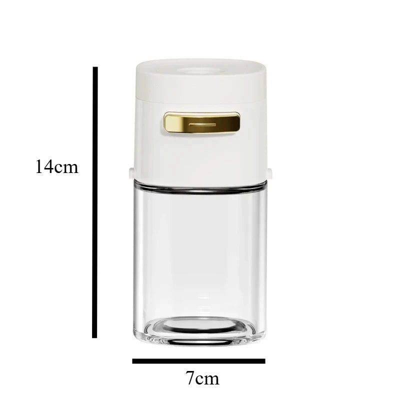 Dosario Gewürzstreuer aus Glas 180 ml | Dosierfunktion per Knopfdruck | Salz-/Zucker-/Pfefferstreuer | Hygienisch & Hitzebeständig