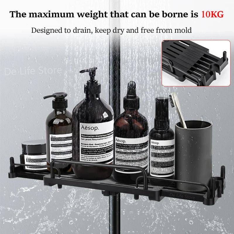 DuoShower Halter | Verstellbare Duschkopfhalterung & Ablage | 2-in-1 Design | Platzsparender Kunststoff