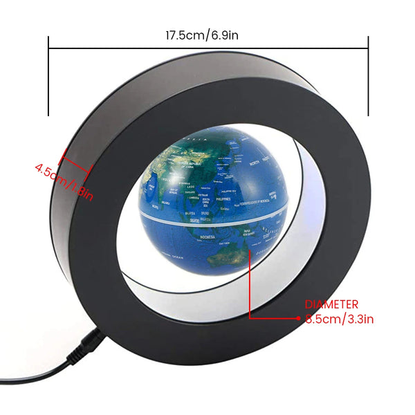 Schwebender Globus MagnoGlobe | Magnetische Levitation | LED-Beleuchtung | 17,5 × 17,5 × 4,5 cm | Geschenkidee