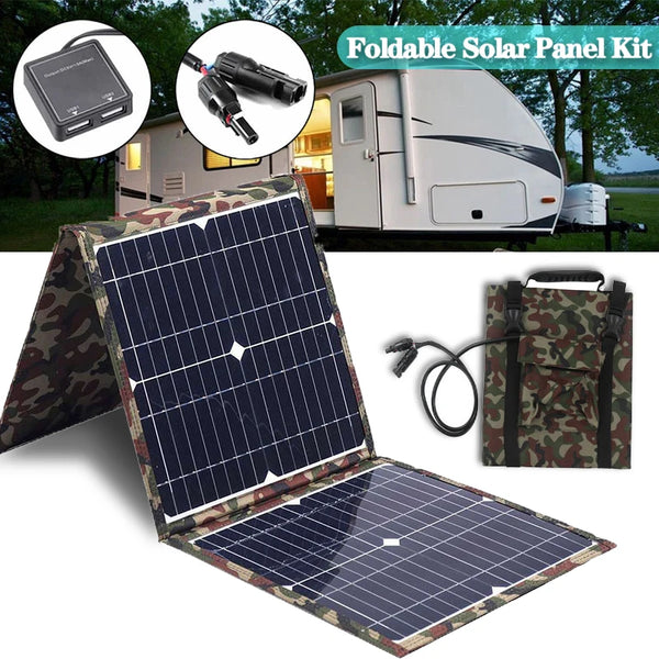 Faltbares Solarpanel-Set Solivio Camp 800 | 100–800 W Leistung | 18V DC & USB-Ausgang | Für Auto, Boot, Wohnmobil & Outdoor | 87 × 28,5 cm (ausgeklappt)