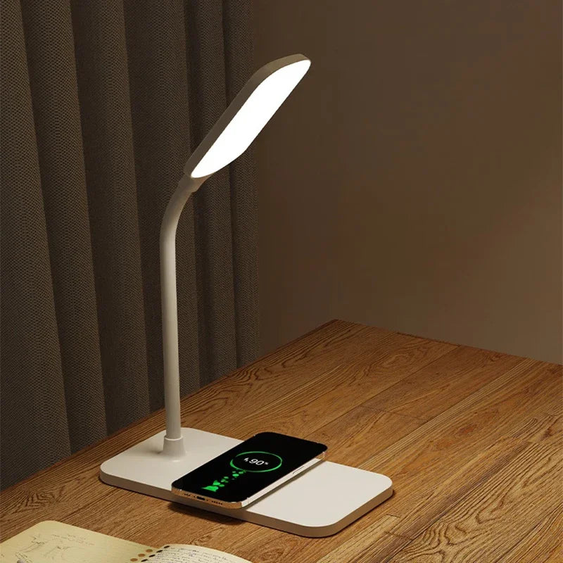 Velura LightDock LED Schreibtischlampe | Mit Wireless Charger & USB-Port | Touch-Dimmung & Augenschonend | Modern