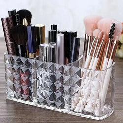 Kosmetik-Organizer GlamHive Diamond | Spiegeltür-Box mit Rhomben-Muster | 3 Fächer