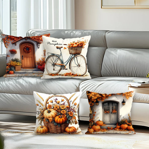 LaubTraum | Zierkissenbezug Retro-Herbst | Dekorativer Akzent fürs Sofa | Polyester 45×45 cm