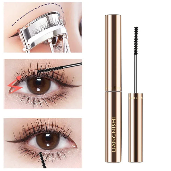 Seidenfaser-Mascara Linavelle LashLift | Ultra-Feine Bürste 2,5 mm | Wasserfest & Schnell Trocknend | Schwarz & Braun