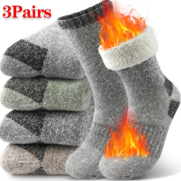 AlpenWool | 3 Paar Herren Winter-Socken | Extra Dick & Warm | Thermo-Wollsocken für Ski & Outdoor | Mid-Calf