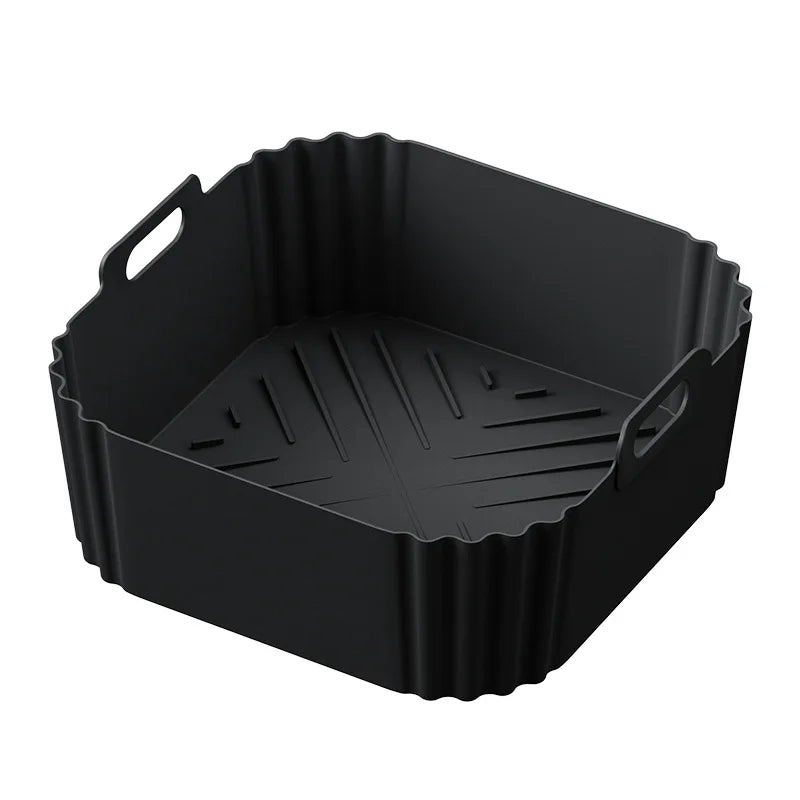 CrispEase | Silikon-Einsatz für Heißluftfritteusen | Wiederverwendbar & Antihaft | Ø 22,5 cm | Für 5–8 QT Modelle