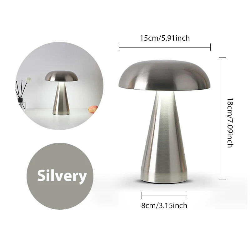 LumoShroom Tischlampe | Retro Pilz-Design | LED & Dimmbar | Wiederaufladbar