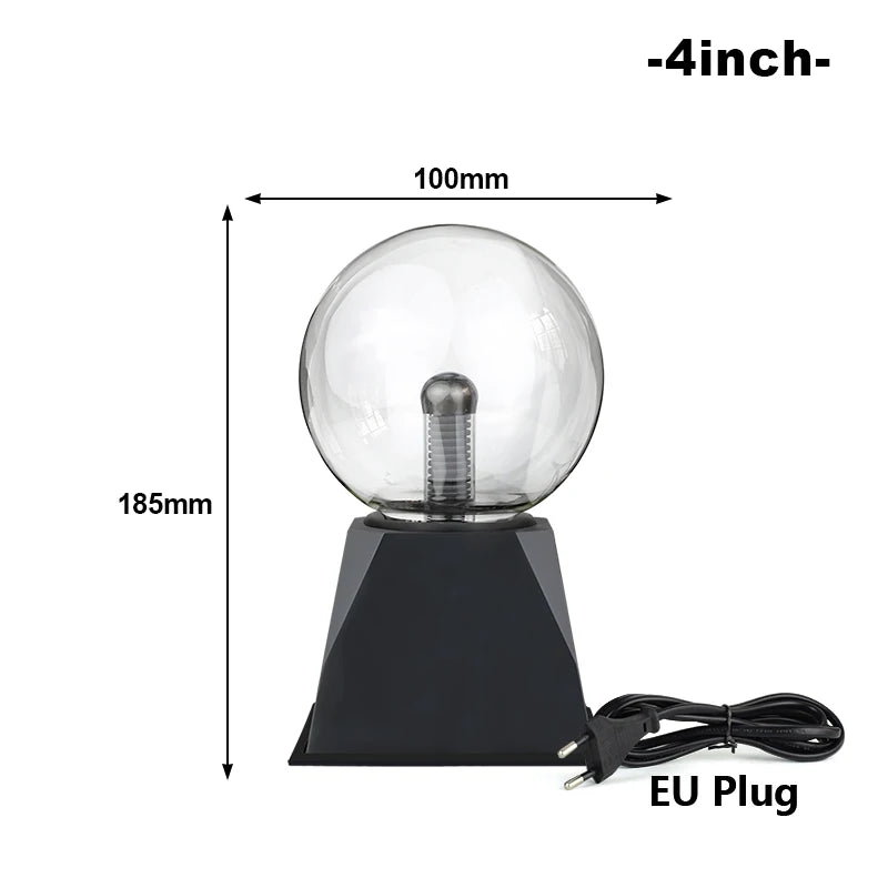 Electrava | Magische Plasma-Kugel Lampe | LED Blitzlicht mit Touch & Sound | 220V EU-Stecker | 10–20 cm | Party- & Deko-Licht