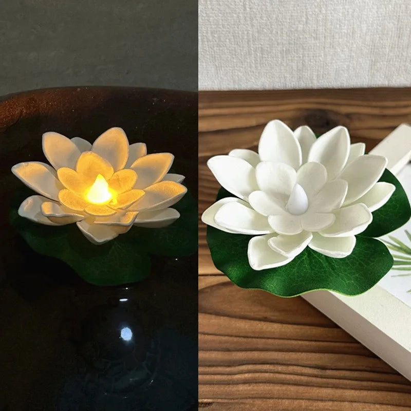 Schwimmende Lotuslampe LUMILYA | LED Wassersensor | Warmweißes Licht | Für Teich, Garten & Feste