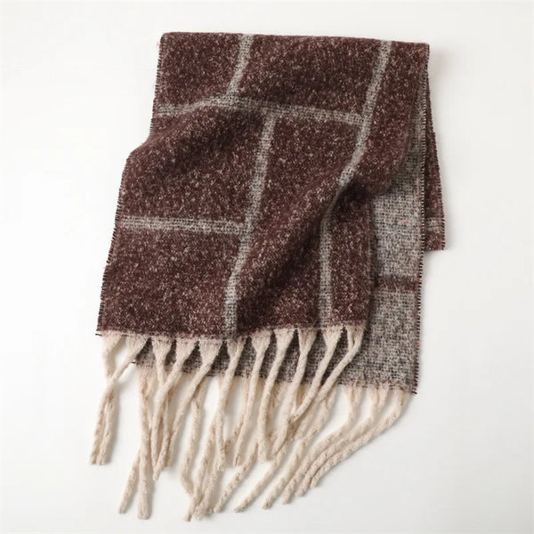 CashmiraLux | Damen Winter-Schal & Stola | Kaschmir-Pashmina-Mix | 220×42 cm | Mit Fransen