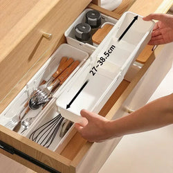 Ordimera Schubladen-Organizer mit ausziehbaren Fächern | Verstellbare Aufbewahrungsbox für Küche, Bad & Kleiderschrank – 27×14,5×9,5 cm