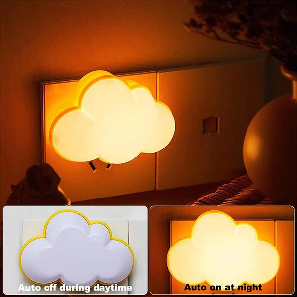 Lunora LED Nachtlicht Wolke | Mit Bewegungsmelder & Automatik | Warmweiß | Steckdose | 6 × 9,3 cm