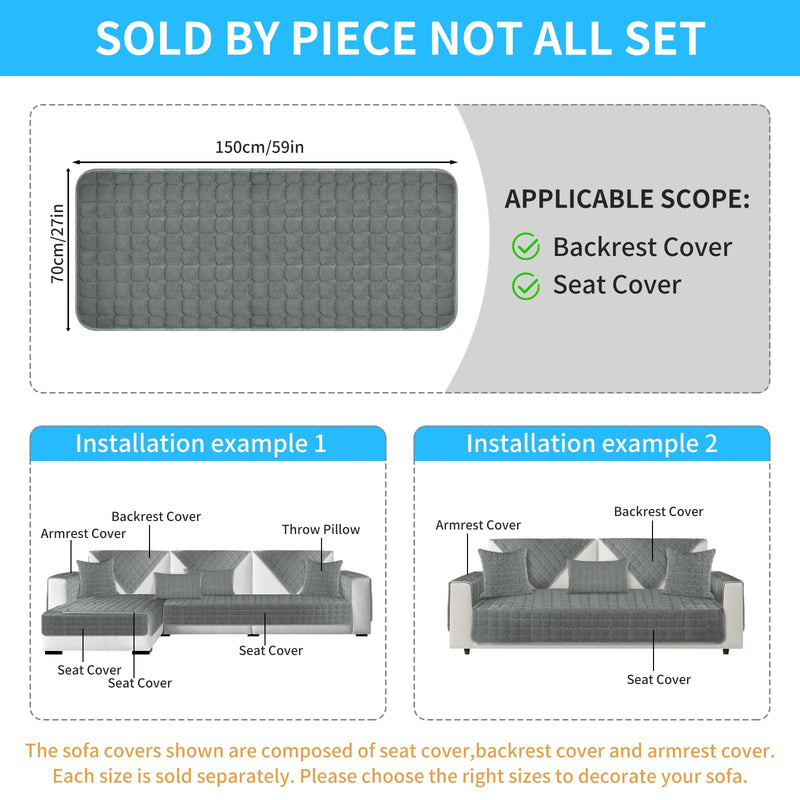 Velvoria | Samt Sofaüberwurf | Weich & Rutschfest | Gesteppt & Flauschig | Waschbarer Möbelschutz für Ecksofa & Couch