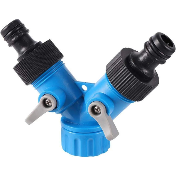 AquaSplitz 3/4" Y-Verteiler mit Absperrhahn | Schnellanschluss-Gewindekupplung | Für Gartenbewässerung & Autowäsche