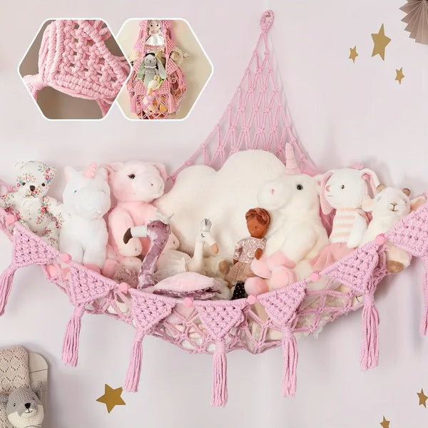 CuddlyNest Kuscheltier-Hängematte | Netz zur Aufbewahrung von Stofftieren & Puppen | Platzsparender Organizer & Kinderzimmer-Deko