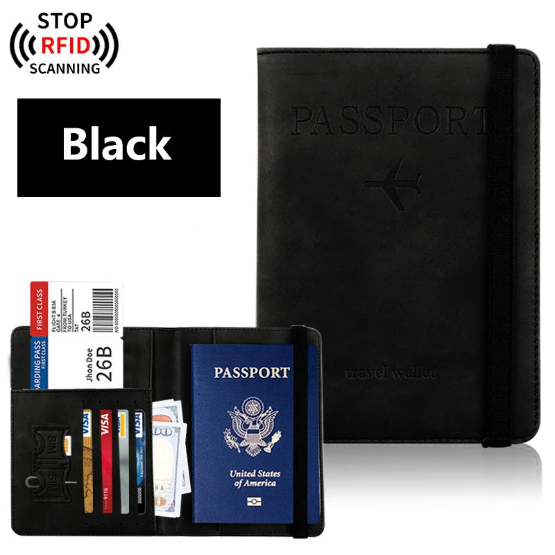 TRAVOLET Reise-Passhülle | RFID-Schutz | Unisex Design | PU-Leder | Inkl. Karten- & Dokumentenfächer