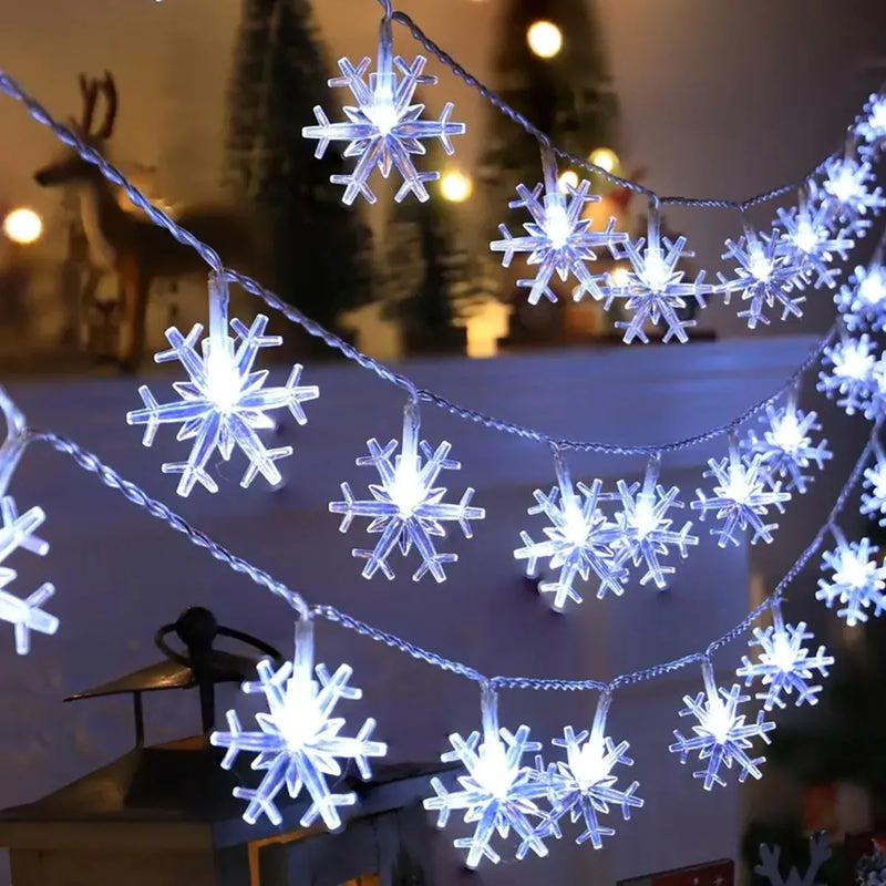 FrostGlow LED Schneeflocken Lichterkette | Warmweiß | Innen & Außen | Batteriebetrieben