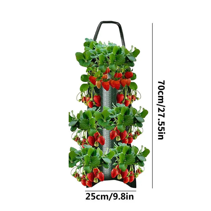 GrünHäng Pflanztasche mit 4/6/8/10 Öffnungen | Hängend & Atmungsaktiv | Für Erdbeeren, Tomaten & Kräuter | Robustes Canvas-Gewebe