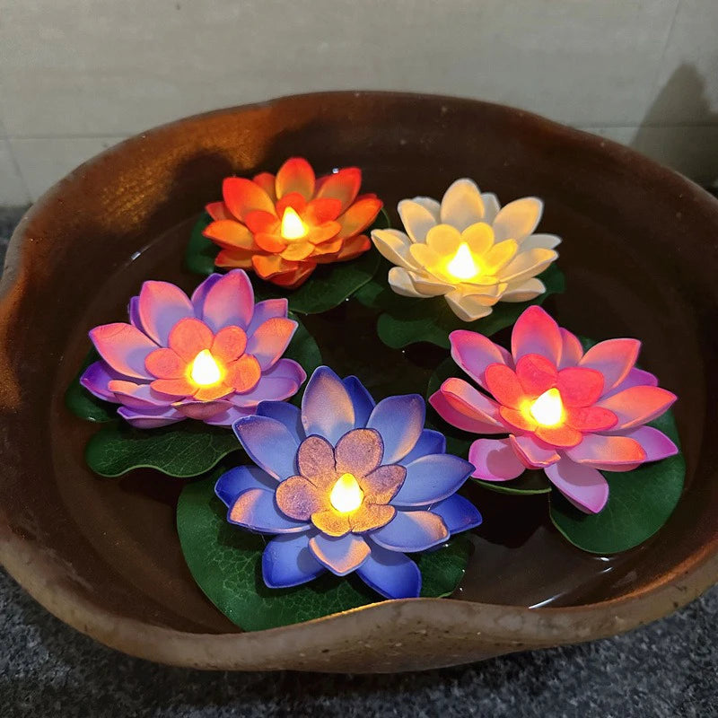 Schwimmende Lotuslampe LUMILYA | LED Wassersensor | Warmweißes Licht | Für Teich, Garten & Feste