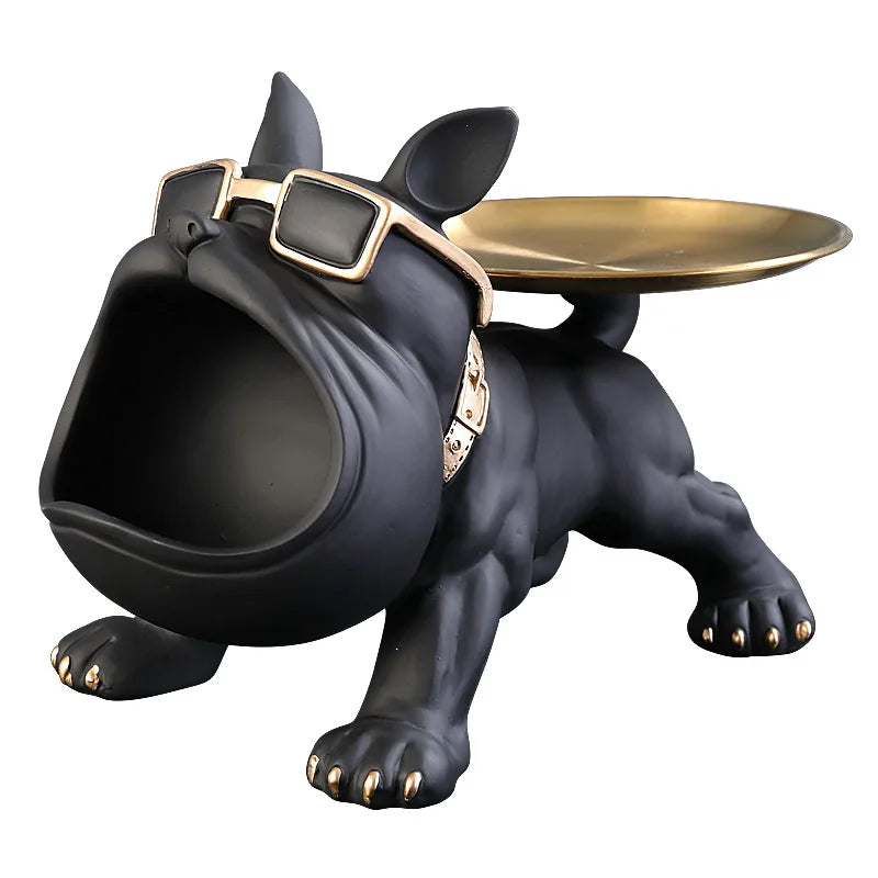 Bulldecor | Bulldog Figur mit Aufbewahrungsfach | 30 cm Deko-Skulptur | Resin Kunstobjekt | Tier-Statue für Wohnzimmer
