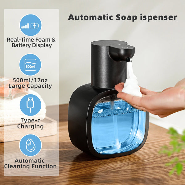 Automatischer Seifenspender Foamello | Wandmontage | 500 ml | Aufladbar & berührungslos | Sensorbetriebene Schaumfunktion