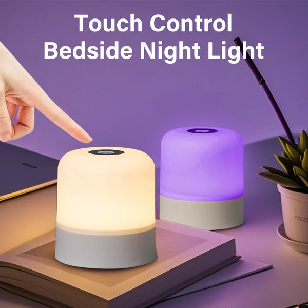 Nachttischlampe LumaGlow | 16 Farben RGB | Touch & Fernbedienung | Dimmbar & Wiederaufladbar