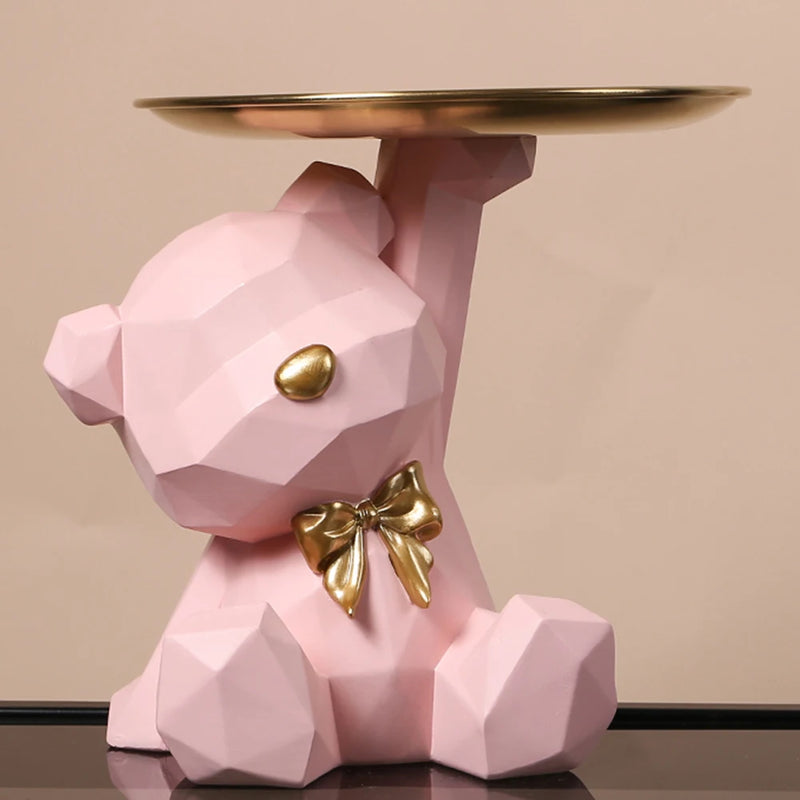 Aufbewahrungsfigur Formubo GeoBear | Geometrischer Bär aus Resin mit Schale | Deko & Ablage in einem | 17,5 × 13 cm