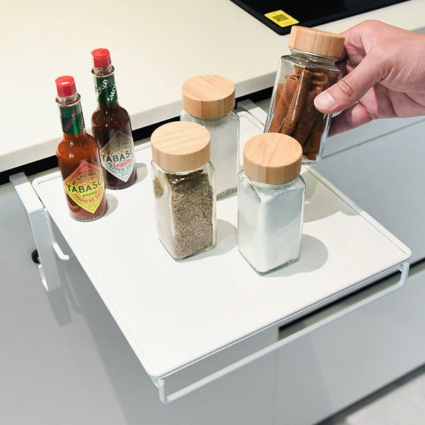 Faltbares Küchenregal | Carbonstahl | Platzsparender Arbeitsplatten- & Schrank-Organizer